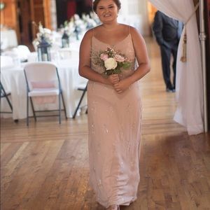 Adrianna Papell Blush Beaded Popover Gown